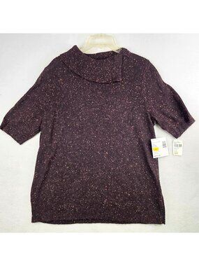Sag Harbor Missy Vintage Y2K Pullover Sweater Medium Brown Speckles Lagenlook